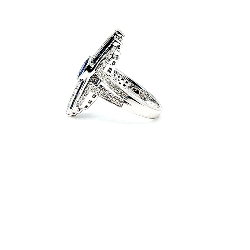 Sapphire and Diamond Art Deco Style Ring