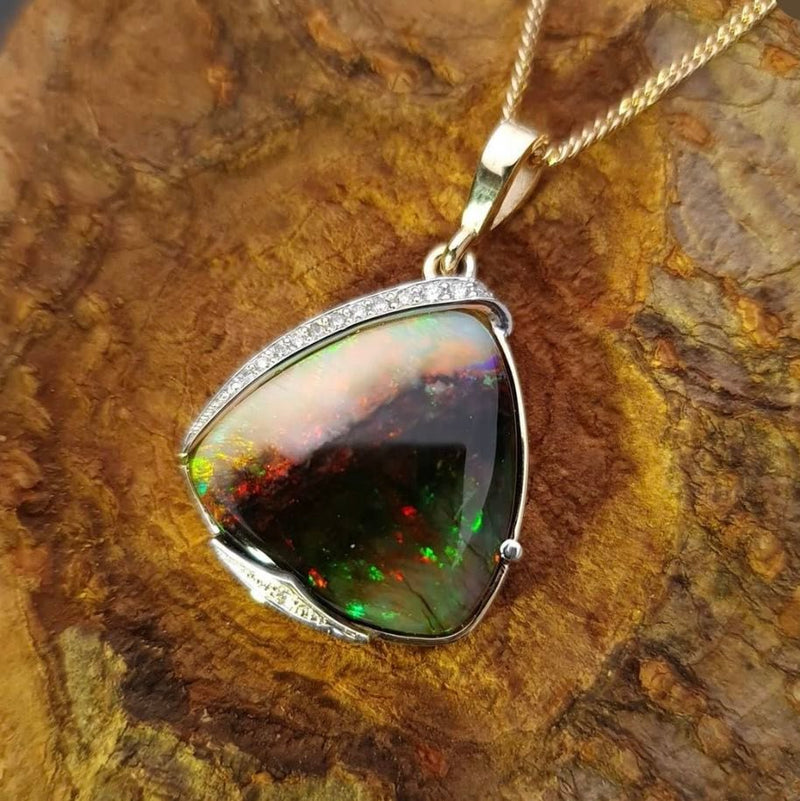 Australian Opal & Diamond Pendant