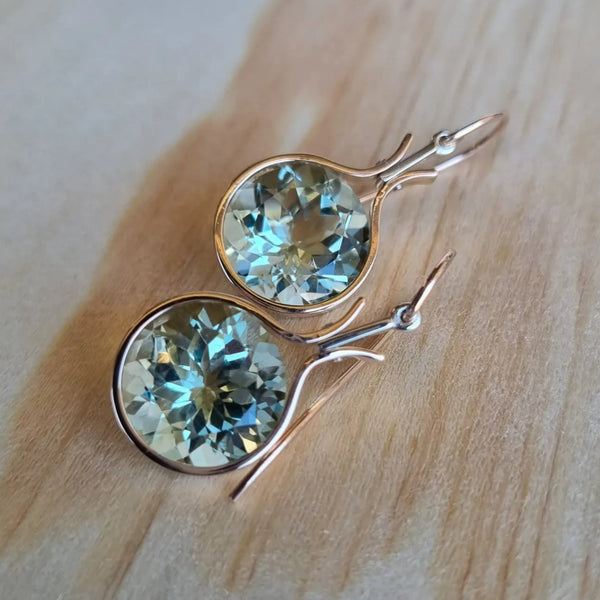 Dewdrop Mint Quartz 14mm Earrings Rose Gold