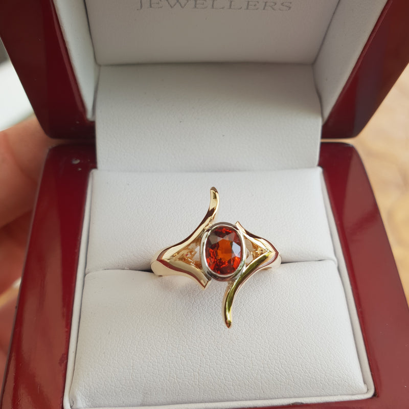 Red Garnet Gold Ring