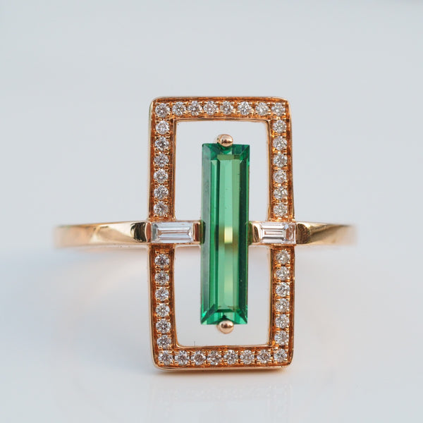 Green Amethyst and Diamond Dress Ring